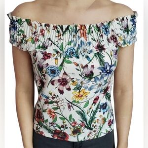 Zara Multicolor Floral Off-Shoulder Blouse M
